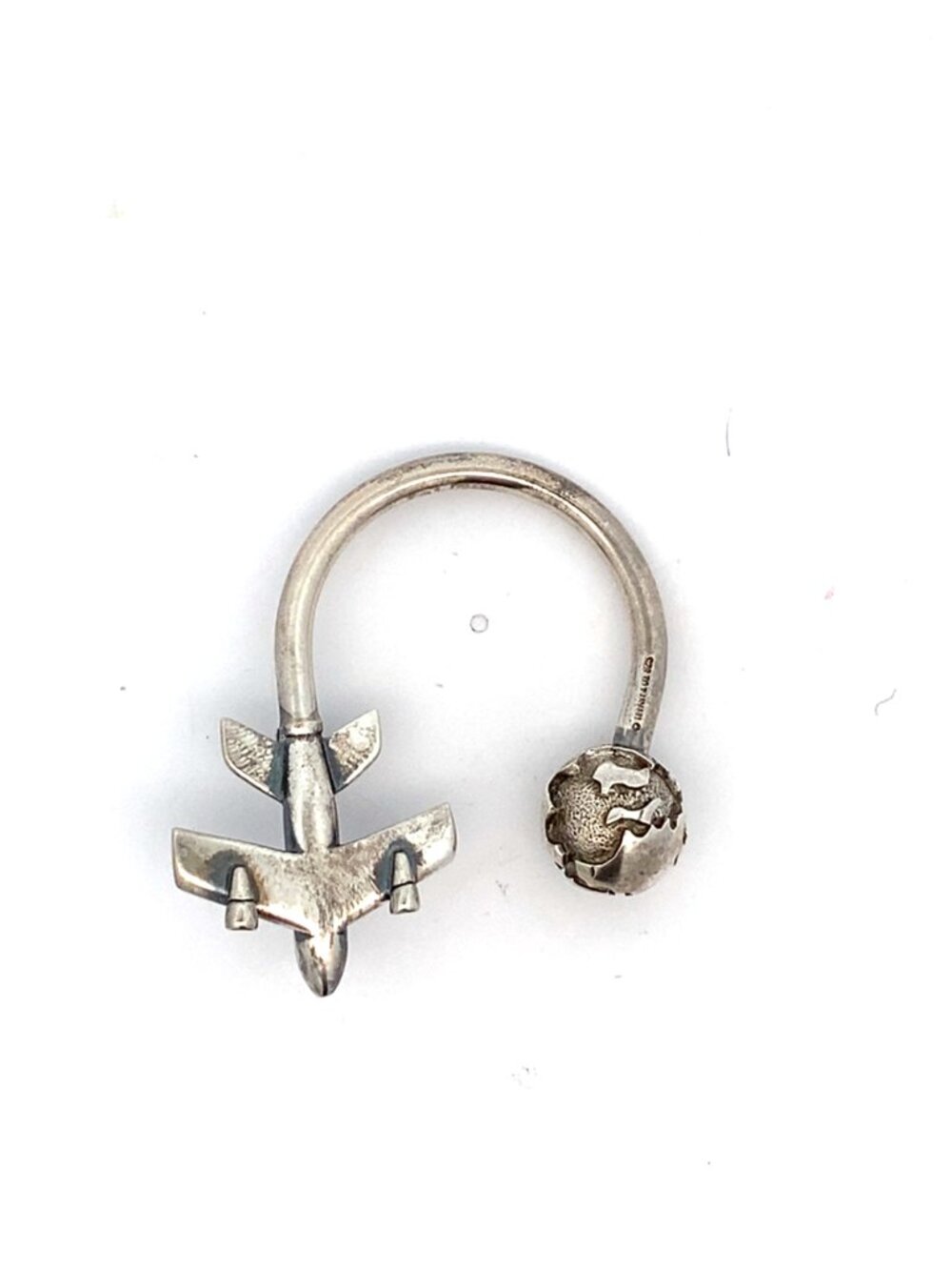 Tiffany & Co Sterling Airplane and Globe Key Ring - Picture 2 of 3
